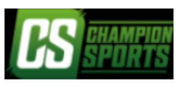 Logo of Champion Sports with 'CS' in bold green letters.