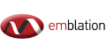 Red and black emblem with the text 'emblation' next to it.