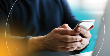 Man submiting his CV for job on mobile phone