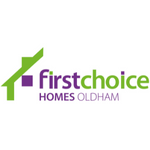 First Choice Homes Oldham logo with a green and purple design