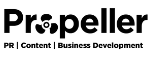Propeller logo with text: PR, Content, Business Development.