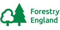 Forestry England logo with two green tree icons.