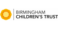 Logo of Birmingham Children's Trust featuring an orange flower design.