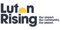 Luton Rising logo with slogan: Our airport. Our community. Our planet.
