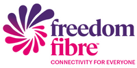 Freedom Fibre logo with slogan 'Connectivity for Everyone'.