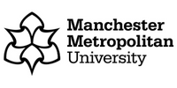 Manchester Metropolitan University logo with stylized geometric design.