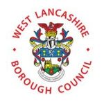 West Lancashire Borough Council crest with decorative shield and emblems.
