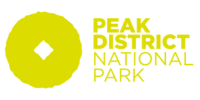 Peak District National Park logo with yellow circle and diamond shape.