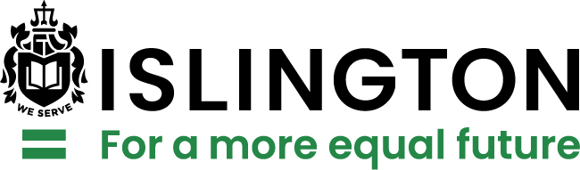 Logo of Islington with the text 'For a more equal future'.