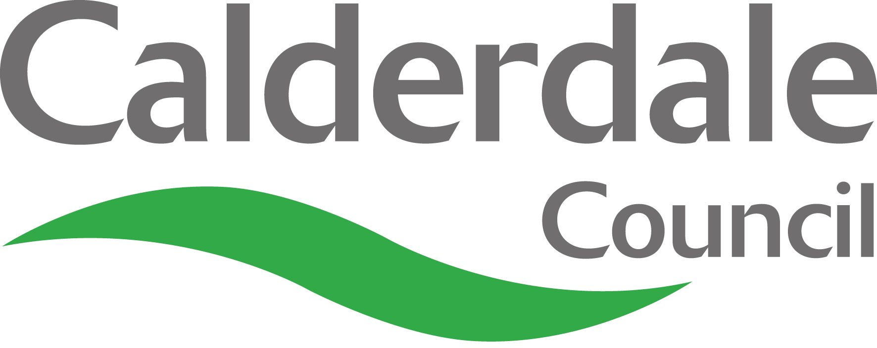 Calderdale Council logo with green wave design.