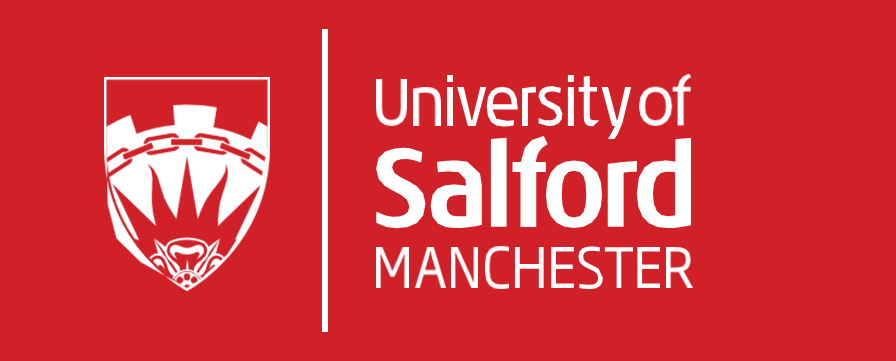 University of Salford Manchester logo on a red background.