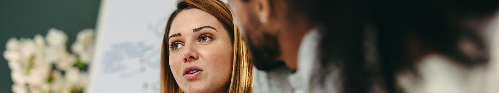 Young woman in a conversation