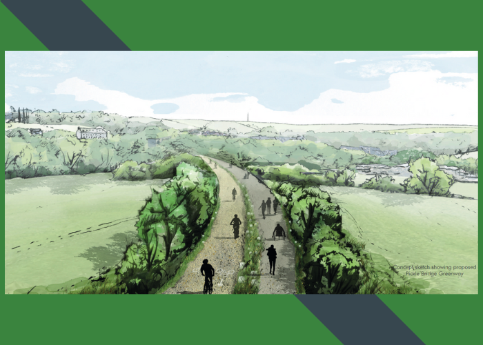 concept sketch showing proposed pickle bridge greenway