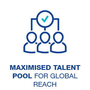 Maximised talent pool for global reach