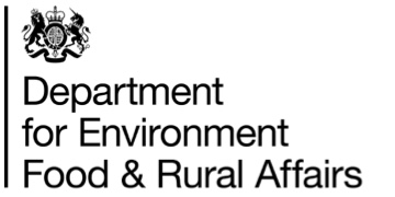 Logo of the Department for Environment, Food and Rural Affairs with a crest.