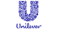 Blue Unilever logo with stylized 'U' composed of various icons.
