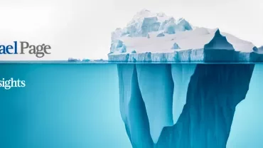 Iceberg floating with visible underwater section, text says 'Michael Page' and 'powered by Page Insights'.