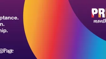 Pride Month 2024 banner with rainbow colors and text: Acceptance, Action, Allyship.