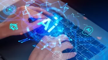 Individual typing on keyboard