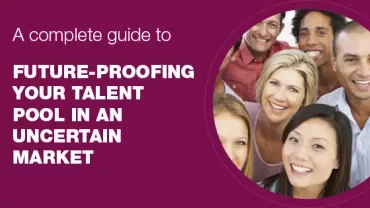 Smiling group of people next to a talent pool guide title.