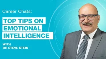 Career Chats event about emotional intelligence, featuring a speaker in a suit.
