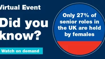 Image highlighting that 27% of senior UK roles are held by females.
