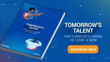 Book cover titled 'Tomorrow's Talent' with futuristic design.