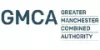 Logo of GMCA: Greater Manchester Combined Authority in blue text.