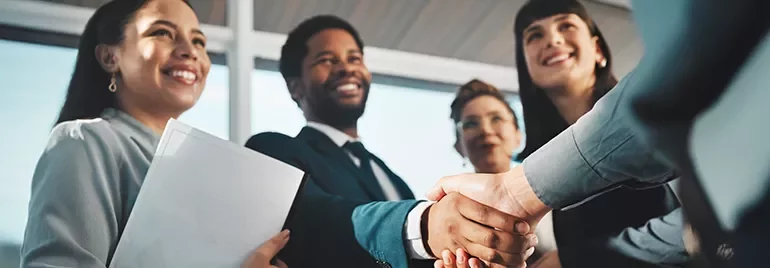 Everyone handshaking eachother 