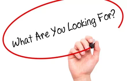 Hand writing 'What Are You Looking For?' inside a red circle.