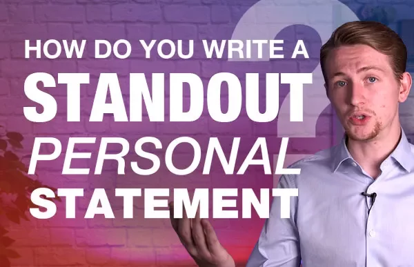 Person discussing how to write a standout personal statement against a colorful backdrop.